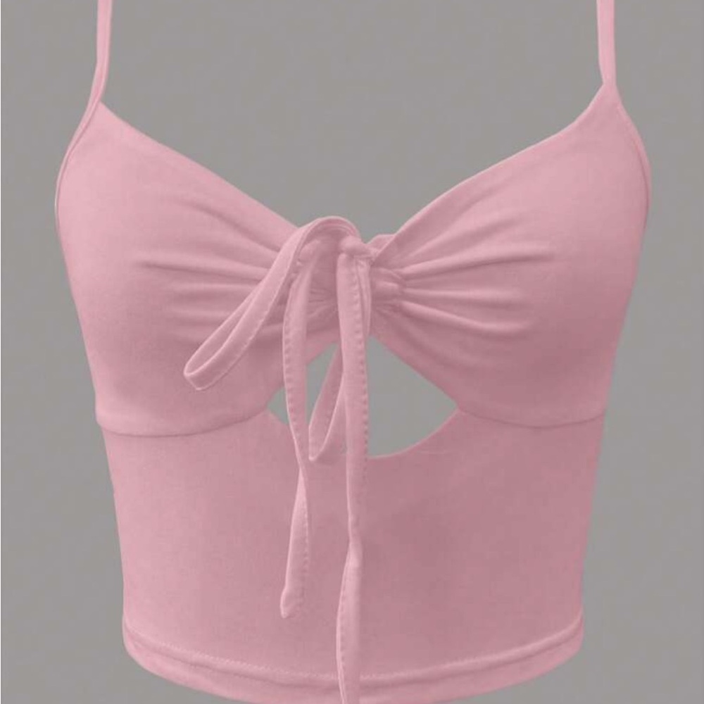 SHEIN Pink Tie-Front Blouse